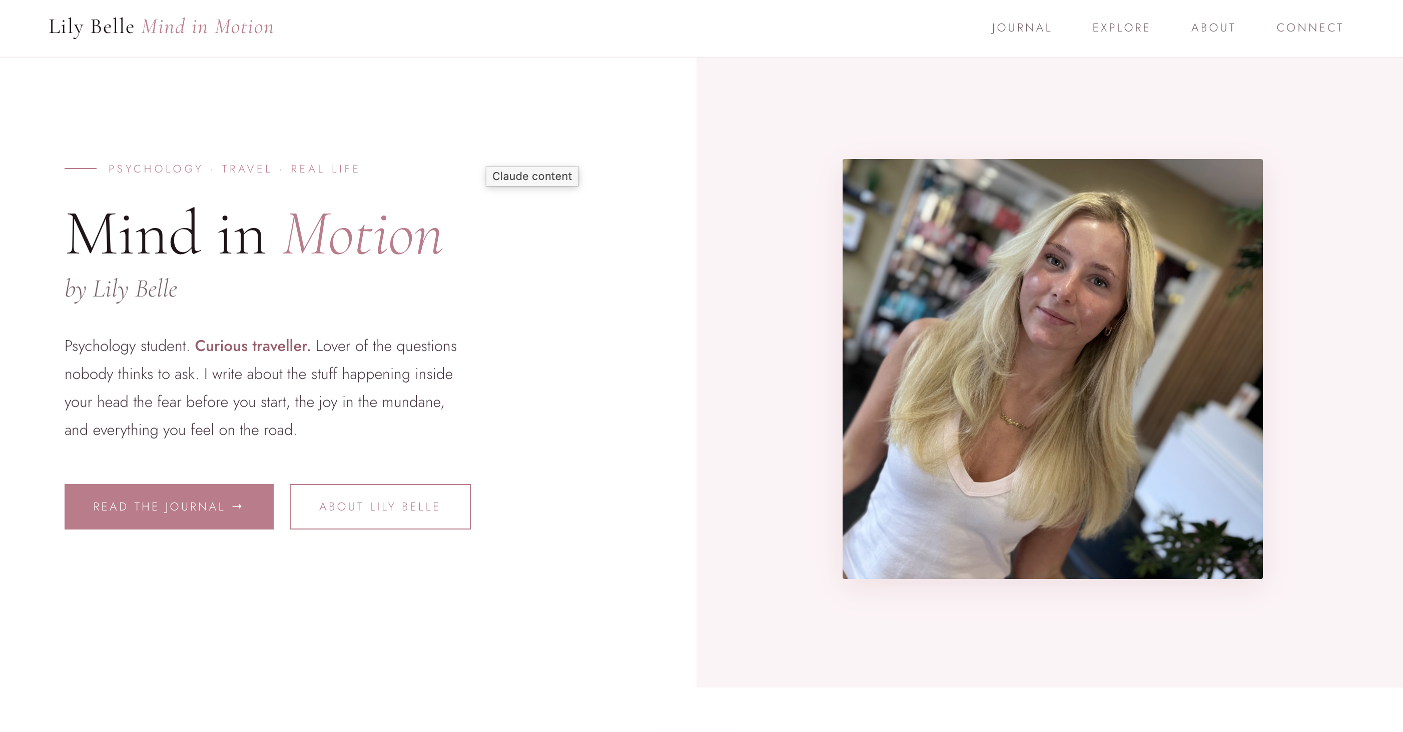 Lily Belle landing page